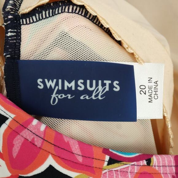 Swimsuits For All Plus Size 20 One Piece Swimsuit Pink Blue Floral New with Tags - Picture 3 of 13